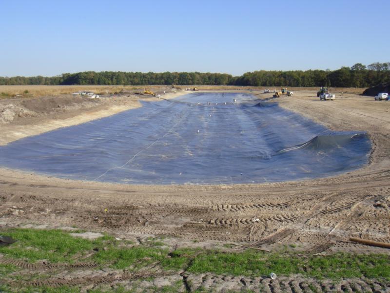 Our Stormwater Pond is lined and water is recycled back through the compost process